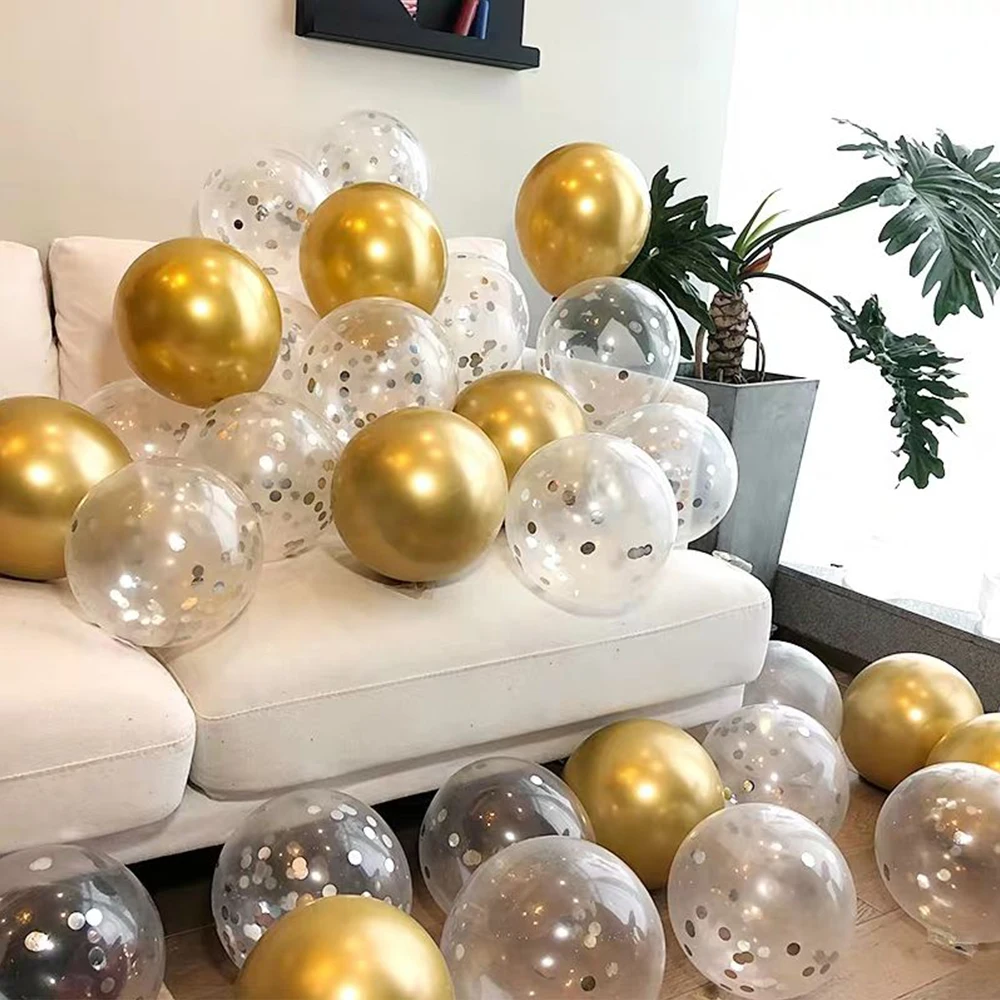 20PCS 12inch Ouro de Prata Chrome Balões de Látex Dentes de Metal Ouro Rosa Confete Cores de Casamento Festa de Aniversário de Suprimentos de Balão