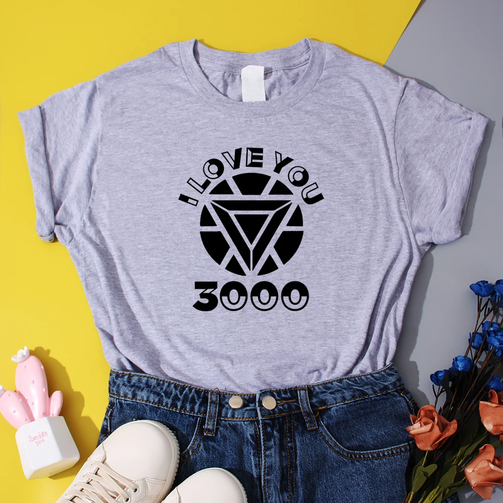 Eu Amo Você 3000 Feminina T-shirt super-Herói da Disney Impresso Mulheres T-shirts da Marvel Homem de Ferro Mulheres T-shirt 2021 Algodão Casual Tops