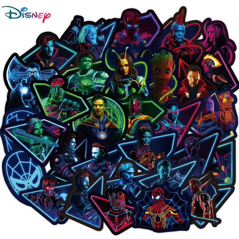 50PCS Disney, Marvel Avengers Herói Adesivos Anime Impermeável Cartoon Bagagem Skate Guitarra Guitarra Etiqueta Laptop Menina Garoto de Brinquedo