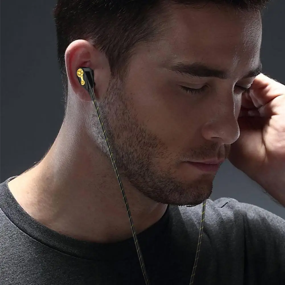 Dupla Bobina móvel de 3,5 mm com Fio de Ouvido In-ear Fone de ouvido Baixo Pesado Estéreo de Fones de ouvido com Volume Mic Controle de Mãos Livres intra-auriculares Para Telemóveis