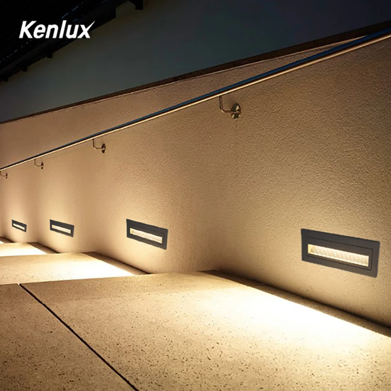 6W Kenlux Led da escada de parede de luz da lâmpada de 3W SMD 210*60mm AC85-265V de Alumínio ao ar livre e indoor impermeável luz recessed luzes da Noite