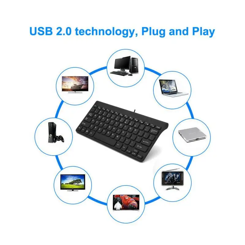 Mini 78 Chave USB Teclados com Fio Compacto Fino Office Teclado Para PC Desktop Laptops Computador Portátil Mini Multimídia