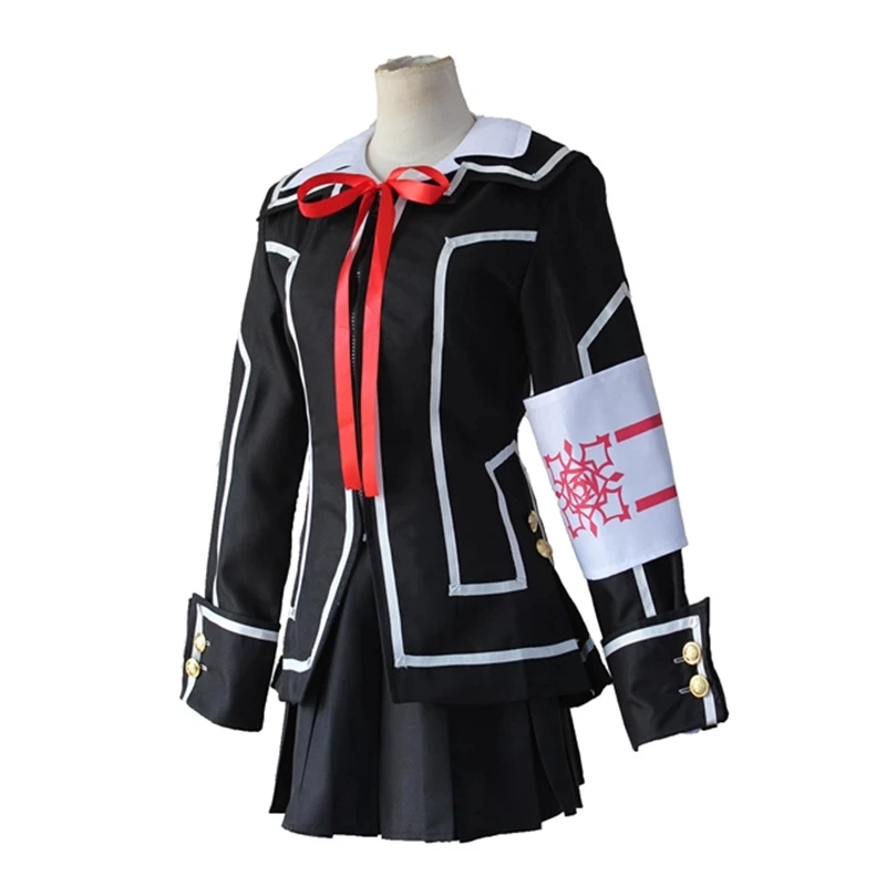 Anime Vampire Knight Cosplay Traje Yuki Noite do Dia de Classe Uniforme Meninas Cruz Preta Jaqueta branca, Camisa de Vestir a Braçadeira de capitão Sapatos Peruca