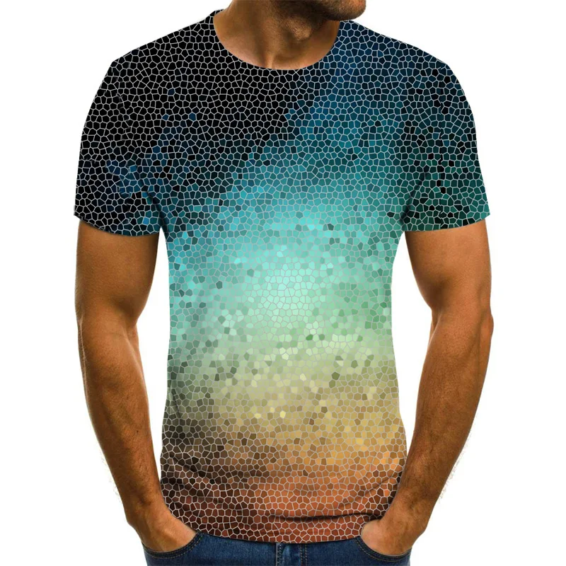 Cor da luz Casual dos Homens T-Shirts de Verão dos Homens Camisolas interiores, de Moda Casual Manga Curta em 3D em torno do Pescoço Camiseta Diário de Streetwear