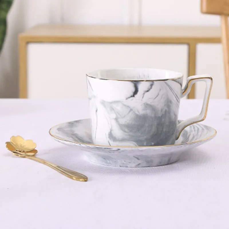 200ml de Estilo Nórdico Cerâmica Xícara de Café Com Pires Colher Conjunto de Porcelana Tarde Copos de Chá Suite pequeno-Almoço Caneca de Leite