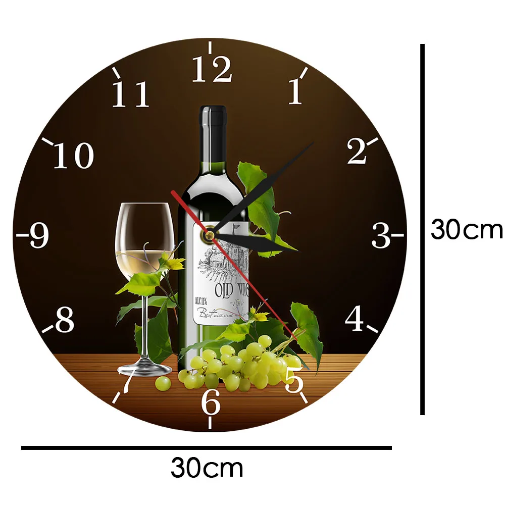 Vinho Branco e tinto da Adega Drunkery Sinal de Cozinha Moderno Relógio de Parede de Garrafas & copo de vinho Com Uvas Home Bar Taberna Relógio de Parede