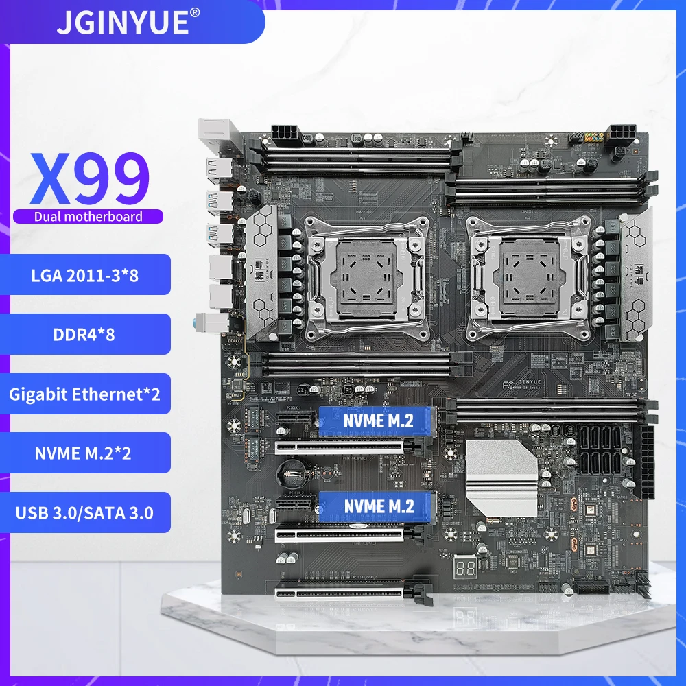 JINGYUE X99 placa-mãe LGA2011-3 supportECC/área de Memória DDR4 intel xeon E5 V3/V4processor SATA3/M. 2 NVME de Quatro canais X99-D8
