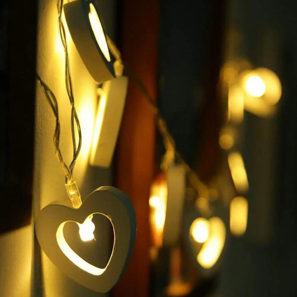 Criativo de Madeira Coração da corda LED Luzes de Natal o Amor de Decoração de Festa de Casamento Decoração