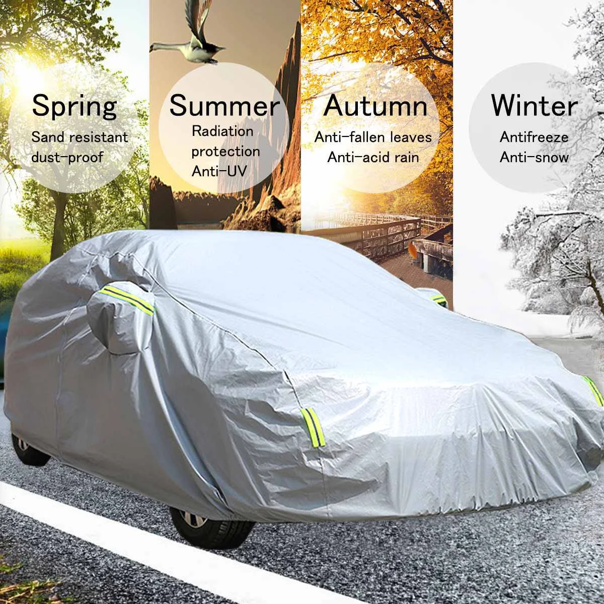 210T impermeável do carro cobre de sol ao ar livre capa de protecção para o carro refletor de poeira, chuva, neve de proteção suv sedan hatch completo
