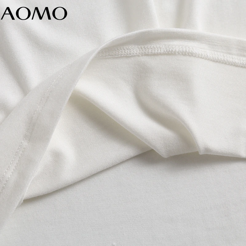 AOMO 2021 Verão as Mulheres Elegantes Branco estampado de Algodão T-Shirt de Manga Curta O Pescoço Tees Casual de Senhoras T-Shirt em Cima 6D14A