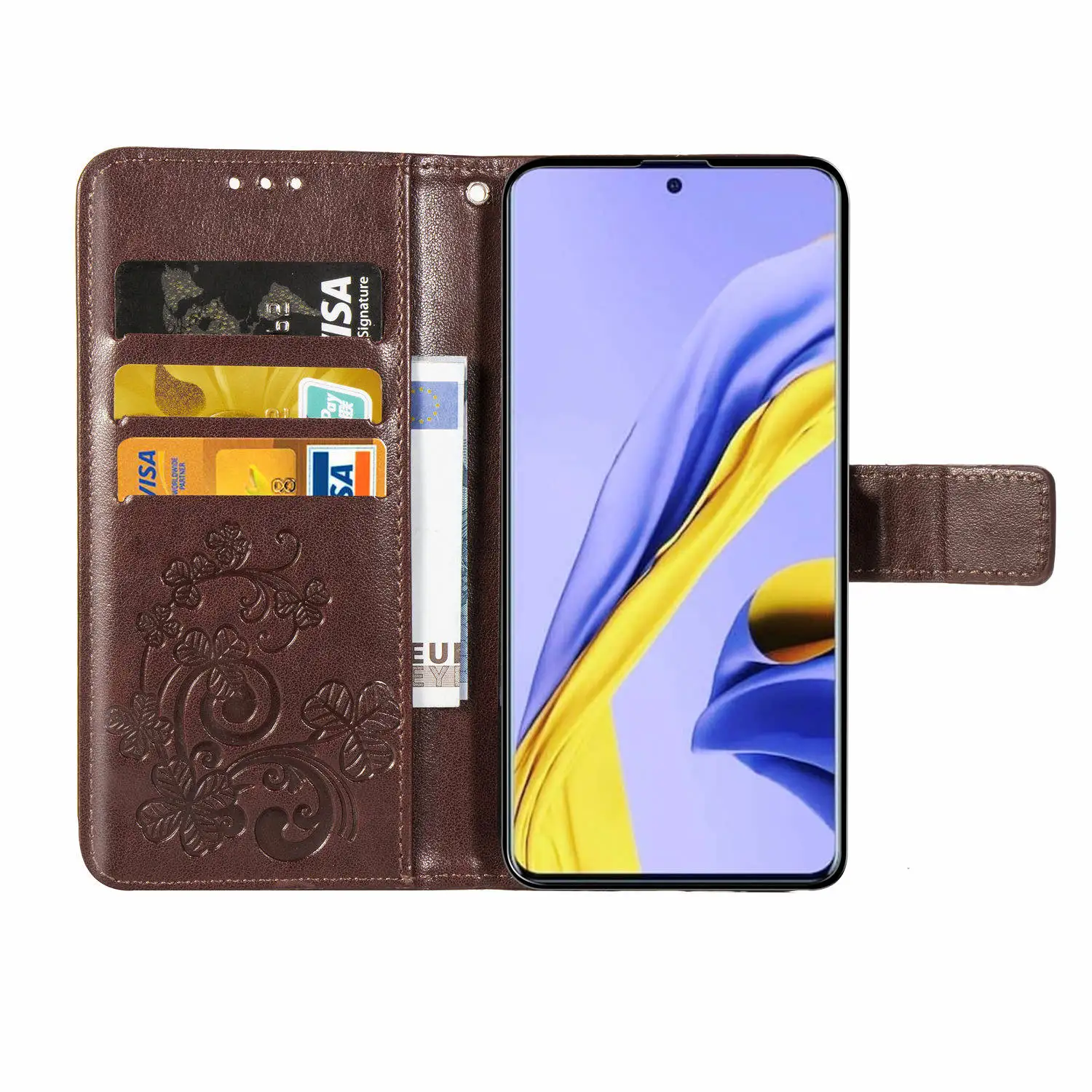 Para Samsung Galaxy A51 caso a51 Flip Couro PU + TPU Carteira do Titular do Cartão de capa de Silicone Para o Galaxy a51 Telefone Sacos Tampa da Ranhura do Cartão