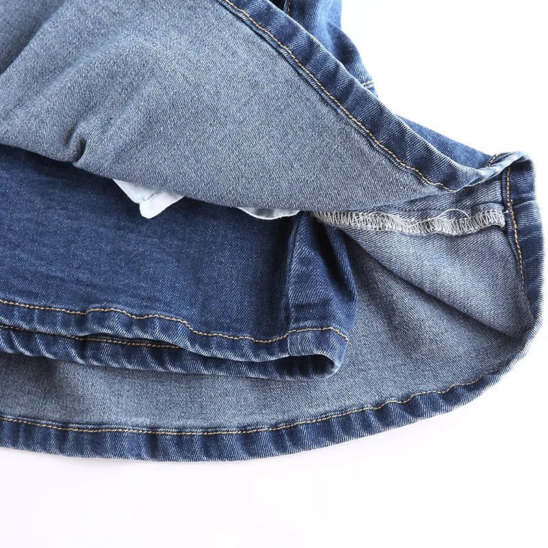 S-L Moda Jeans Mini-Saia para as Mulheres de Cintura Alta Plus Size Jean Saias 2021 Verão Senhoras Babados Saia Plissada de Chegada