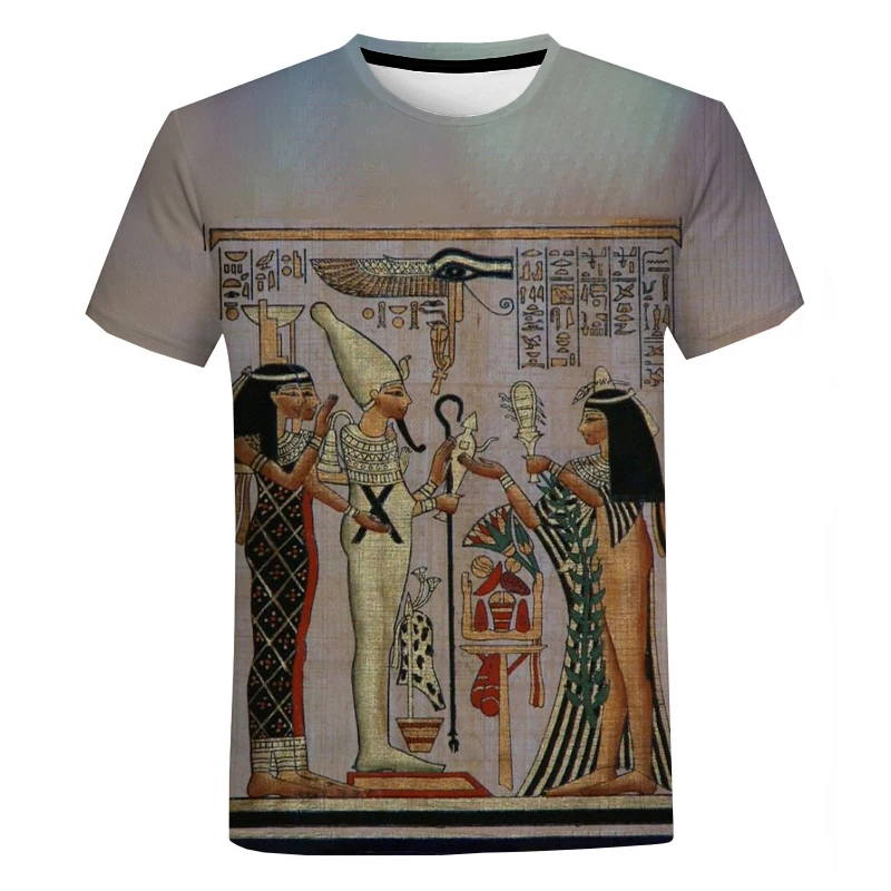 Antigo, Black Arte Egípcia 3D Print T-Shirt Homens Mulheres Moda Casual Manga Curta Antigo Egito Clássico Streetwear T-Shirt