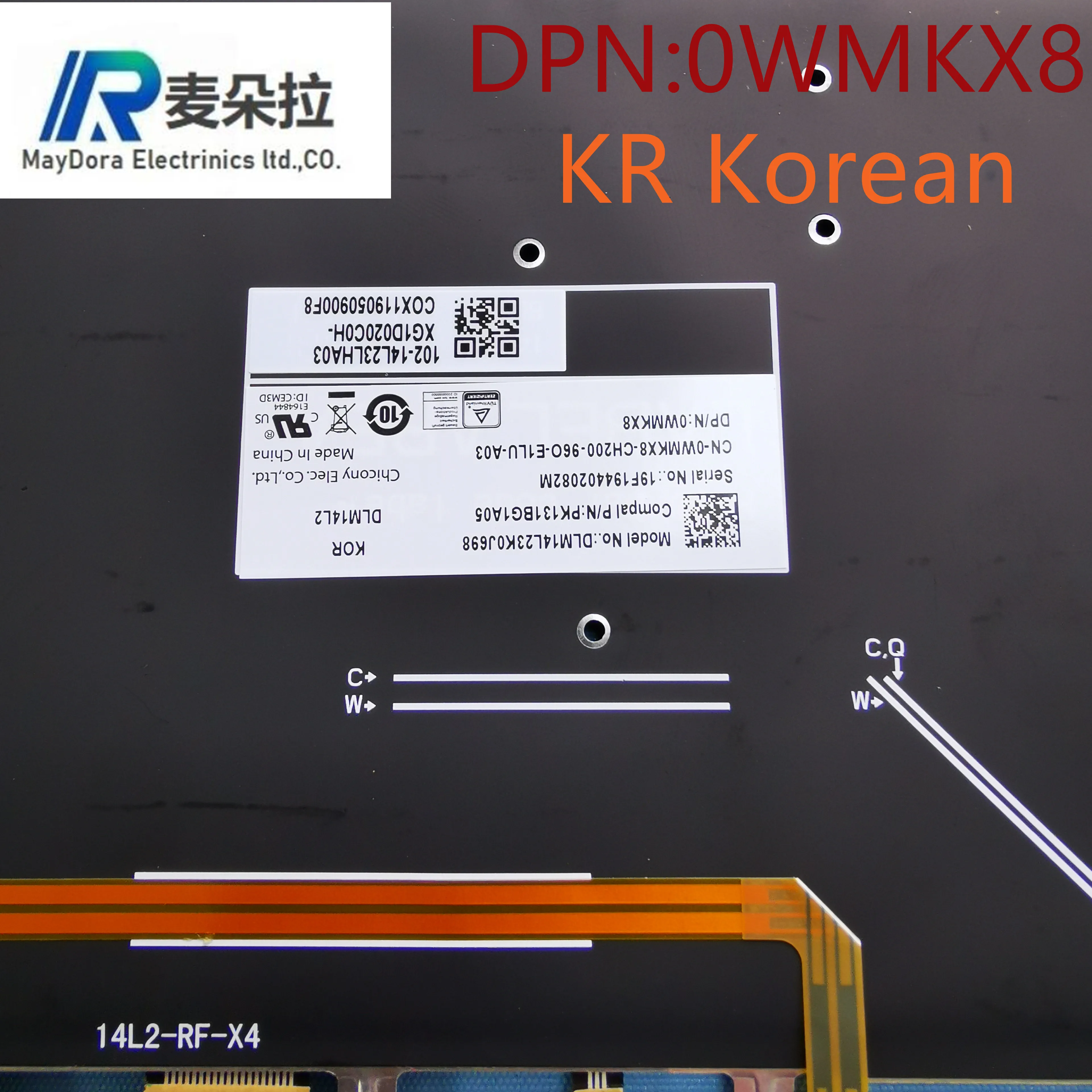 KR coreano luz de fundo do teclado para DELL XPS15 9550 9560 9570 PRECISÃO 5510 5520 5530 LAPTOP PRETO WMKX8
