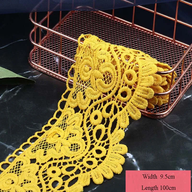 3D Algodão Solúvel em Água do Tecido do Laço Guarnição da Fita Para DIY Vestidos francês Oco Cueca 100x9.5cm