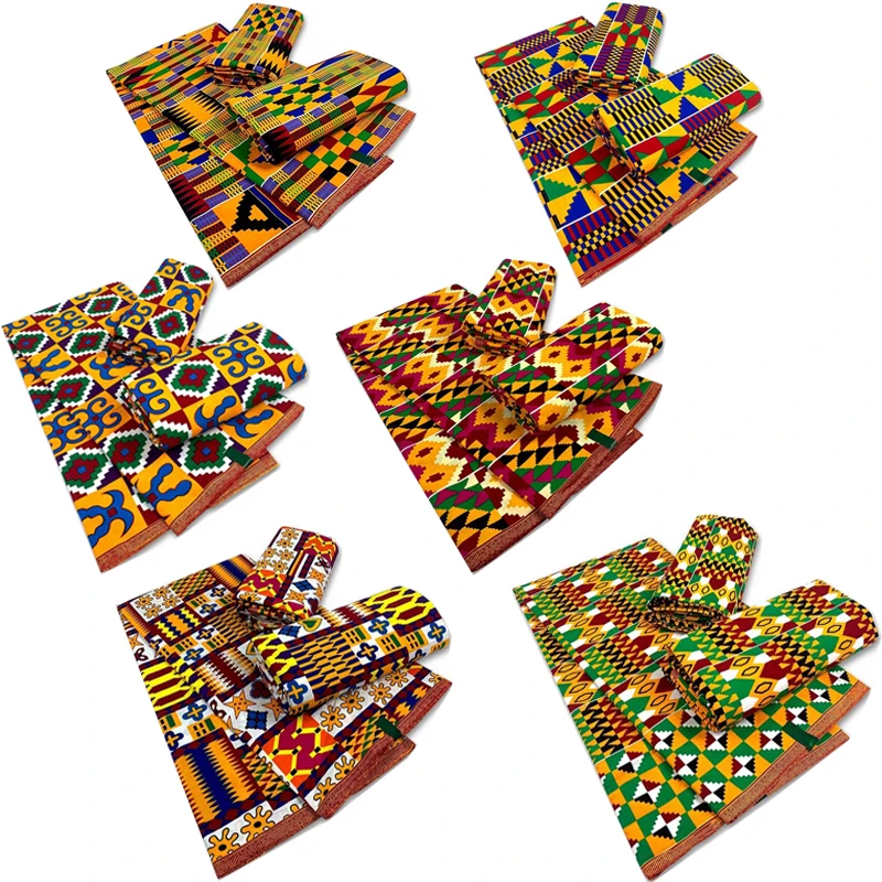 2021 Garantido Real Kente Cera Africain Ancara Impressão Batik Tecido Superior Tissu Gana de Retalhos de Costura do Vestido de Casamento de Artesanato DIY Pagne