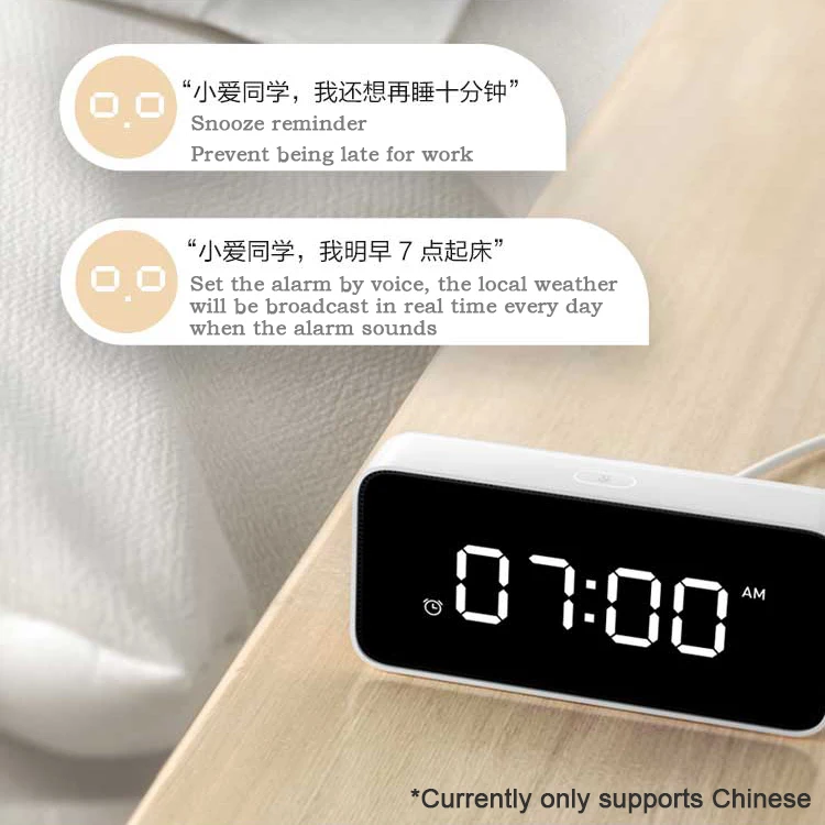 Xiaomi Xiaoai Despertador Inteligente AI Transmissão de Voz Relógio ABS Relógio Automático de Calibração de Tempo Inteligente XiaoMi Casa App