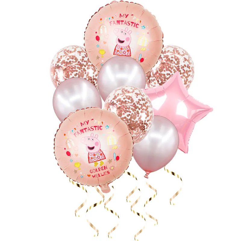 1set Peppa Pig Balões Folha do chuveiro de bebê menina menino globos de Presente de Aniversário festa de aniversário, Decorações de Brinquedos da Peppa pig George