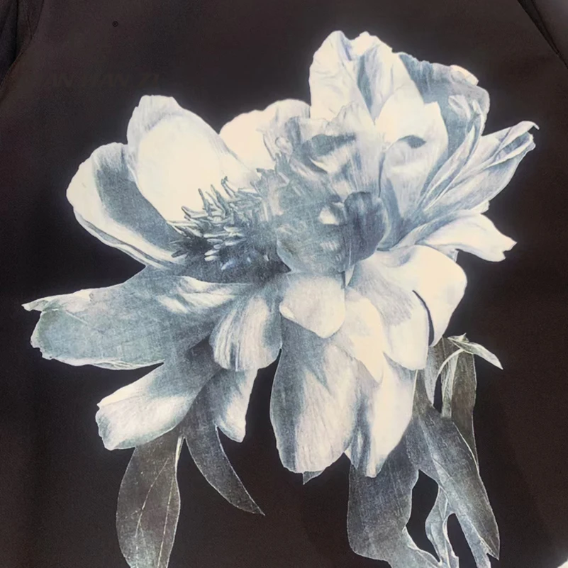 Qian Han Zi Designer de passarela de moda de vestido de verão 2021 vintage Flor de impressão Preto de festa Vestidos sem mangas para mulher