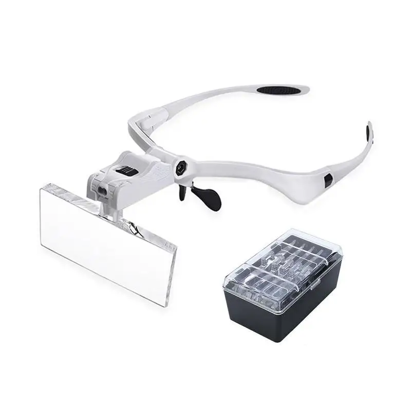 Montado na cabeça os óculos de leitura de dupla lâmpada LED de ampliação antiguidades e de vidro de reparações de identificação de livros Para a leitura de newspape O8K8