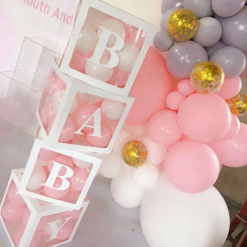 Menino Menina do Chuveiro de Bebê Decoração de Festa de 4pcs de Presente de Papelão Transparente Balão Caixa de Amor