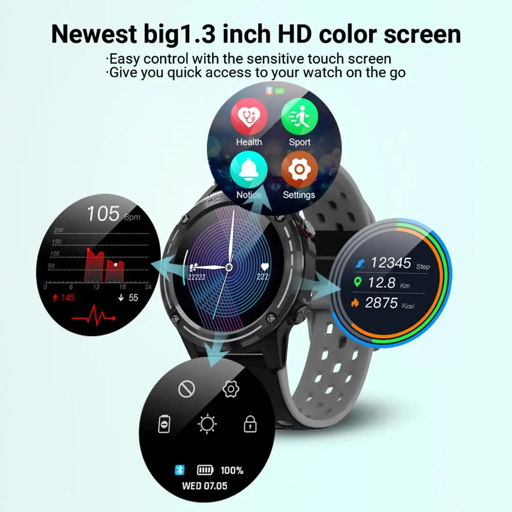 Novo Esporte Smart Watch Barómetro Do Altímetro, Bússola Frequência Cardíaca Pedômetro De Chamada Bluetooth Ao Ar Livre Tracker Smartwatches Reloj Hombre