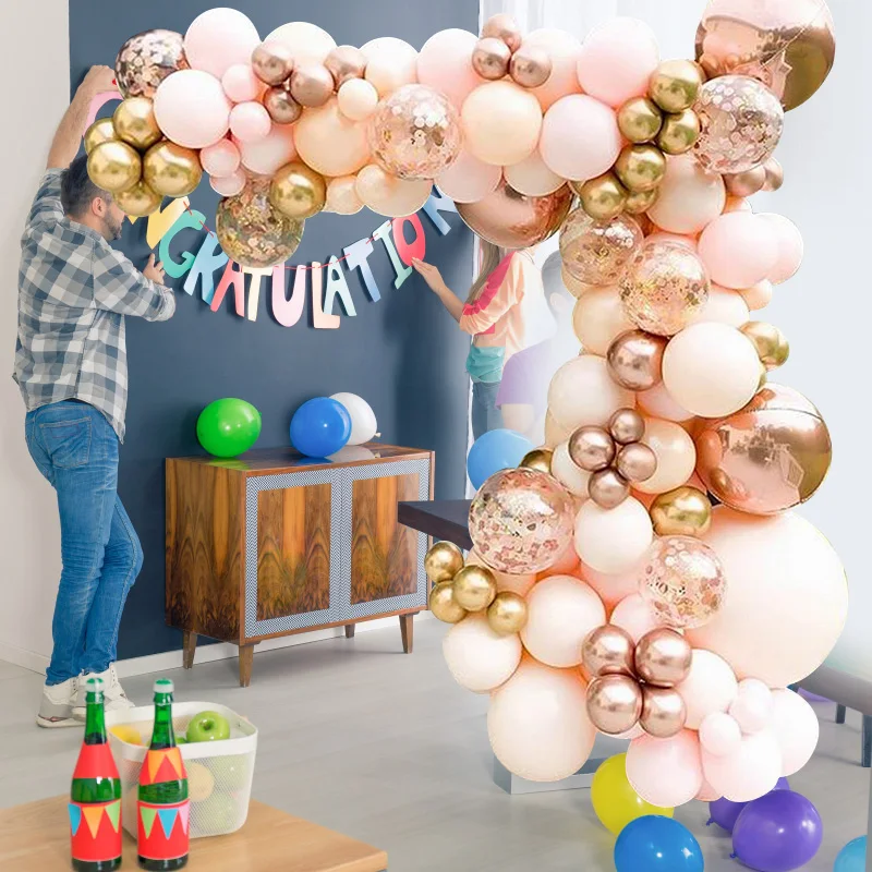 Multicolor Balões Garland Arco De Látex Folha De Metal Balon Pano De Fundo Decorações De Casamento, Festa De Aniversário, Balões Decorações Kit