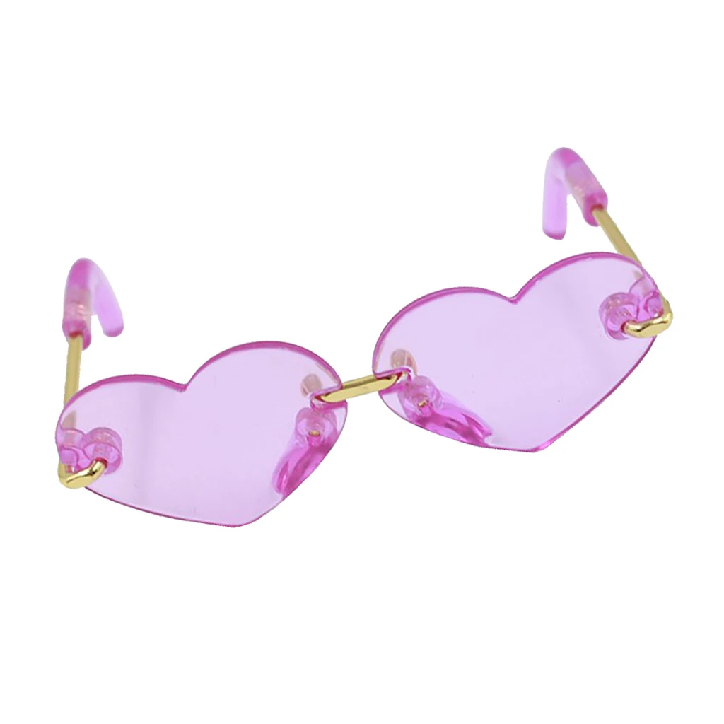 Elegantes Óculos de Armação de Metal em forma de Coração Óculos de sol Para 12 polegadas Blythe Menina Acessório