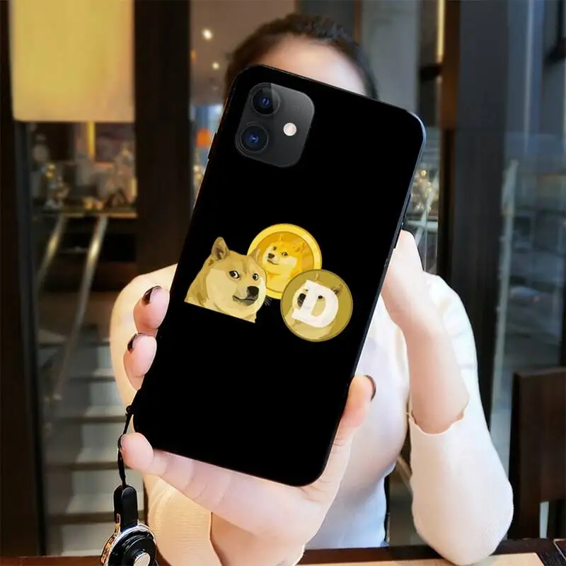 Bonito Dogecoin Doge Casos de Telefone Para o iphone 12 11 Pro Max Mini XS Max 8 7 6 6S Plus X 5S SE DE 2020 XR Tampa