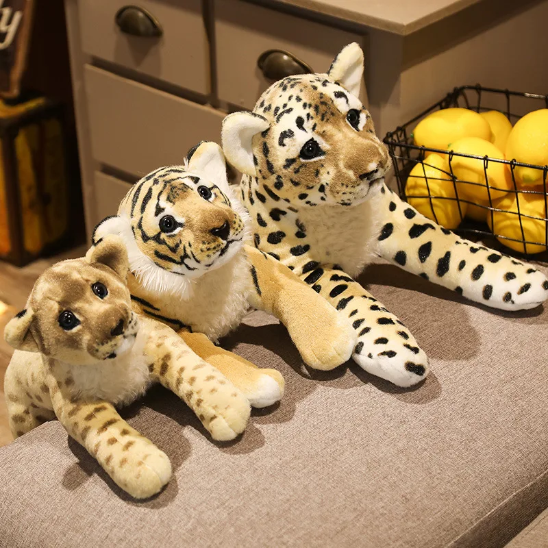 39-58 cm de Simulação de Animais Fofos Bonecos de Leão, Tigre, Leopardo Pelúcia de Decoração de Casa de Pelúcia Macia Real Como Travesseiro para as Crianças Rapazes Presente