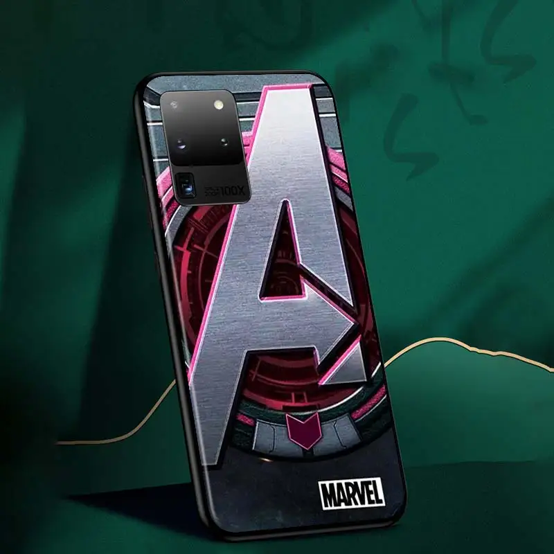 Marvel logotipo para Samsung S20 FE Ultra Plus A91 A81 A71 A51 A31 A41 A21S A72 A52 A42 A02S Preto Macio Caso de Telefone