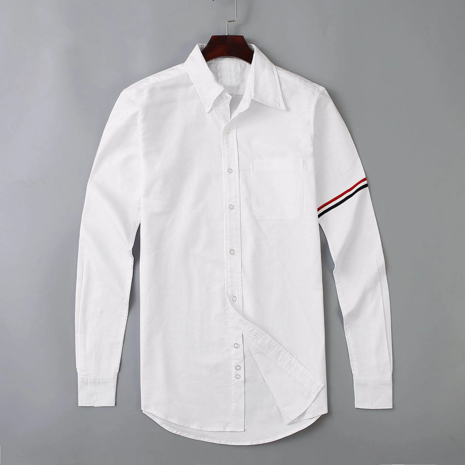 Novo 2021 Homens de Oxford Clássico Colorido listrado de Moda de Algodão, Camisas Casuais Camisa de alta qualidade Bolso longa-Top de mangas M 2XL #M52