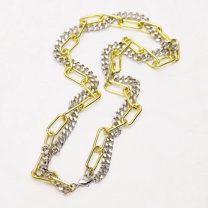 5 Vertente Punk colar chain de mulheres colar Duplo cadeias de ligação de hip pop colar de jóias de moda cadeia 9799