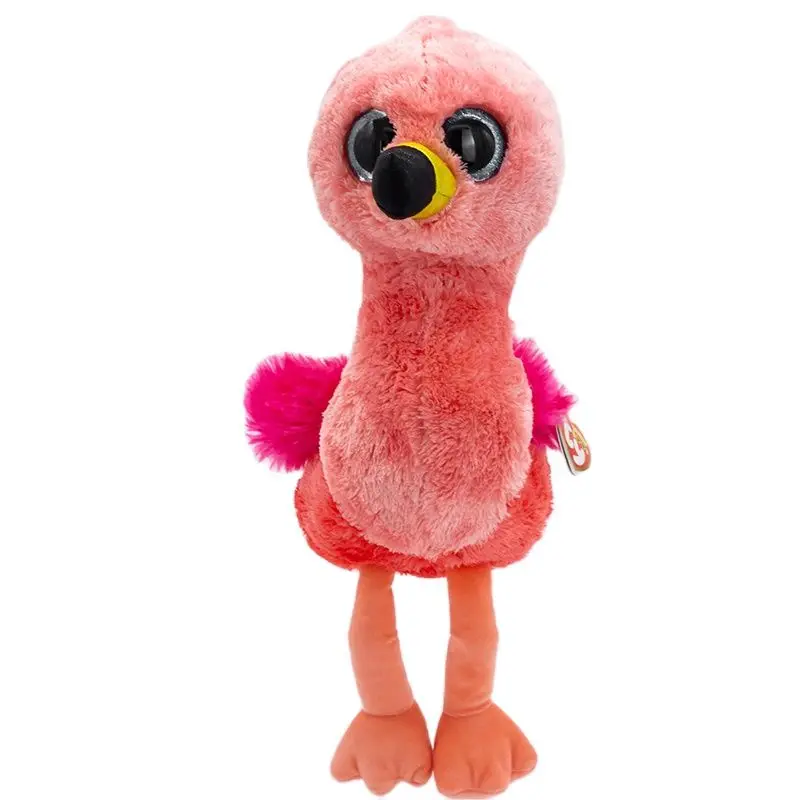 Novo Ty Gorro Grandes Olhos de Ervilha Animal Bonito Flamingo cor-de-Rosa de Pelúcia Macia Pelúcia Boneca Infantil Coleção de Aniversário, Presente de Natal 15CM