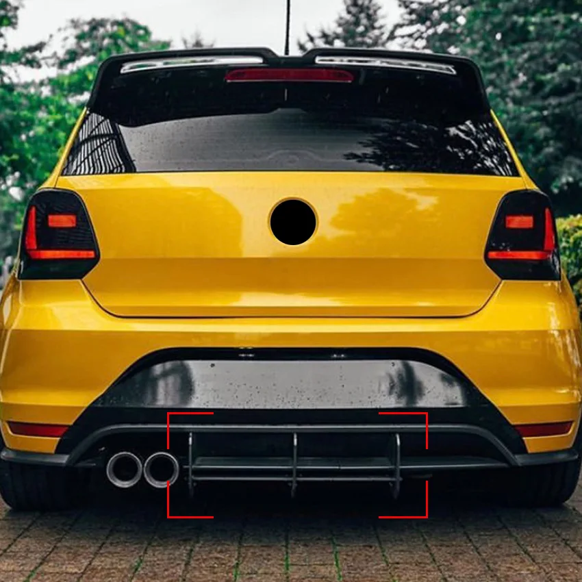 A Volkswagen VW POLO GTI 2011-2018 ABS Preto pára-choques Traseiro Lábio Tronco Spoiler Difusor Traseiro Protetor de 1Pcs Estilo Carro
