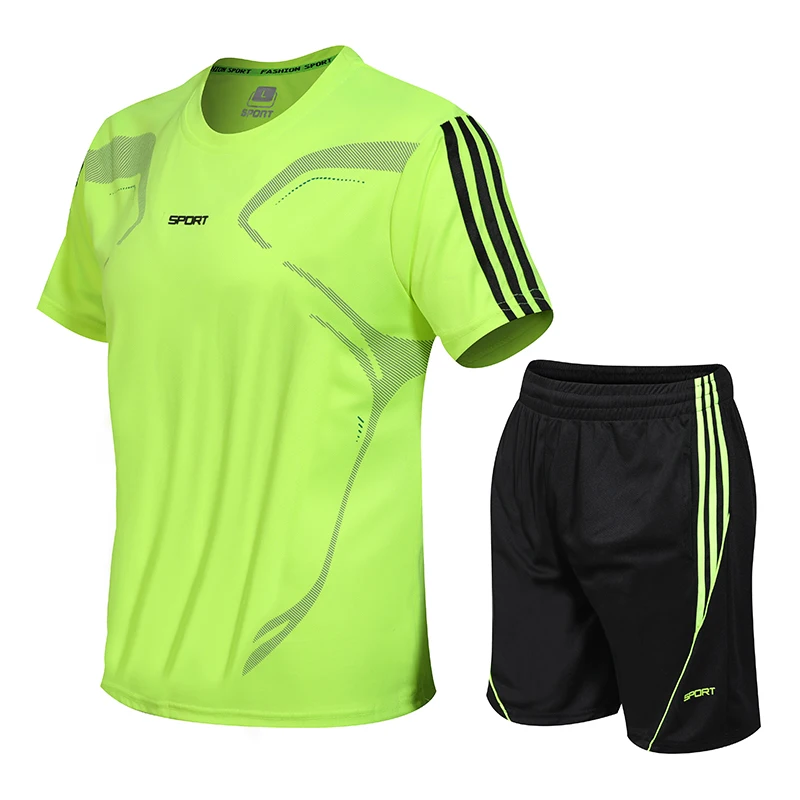 Homens XL 8XL terno de verão roupa esportiva T-shirt, calções de duas peças, de secagem rápida e sportswear de fitness execução leisure suit homens