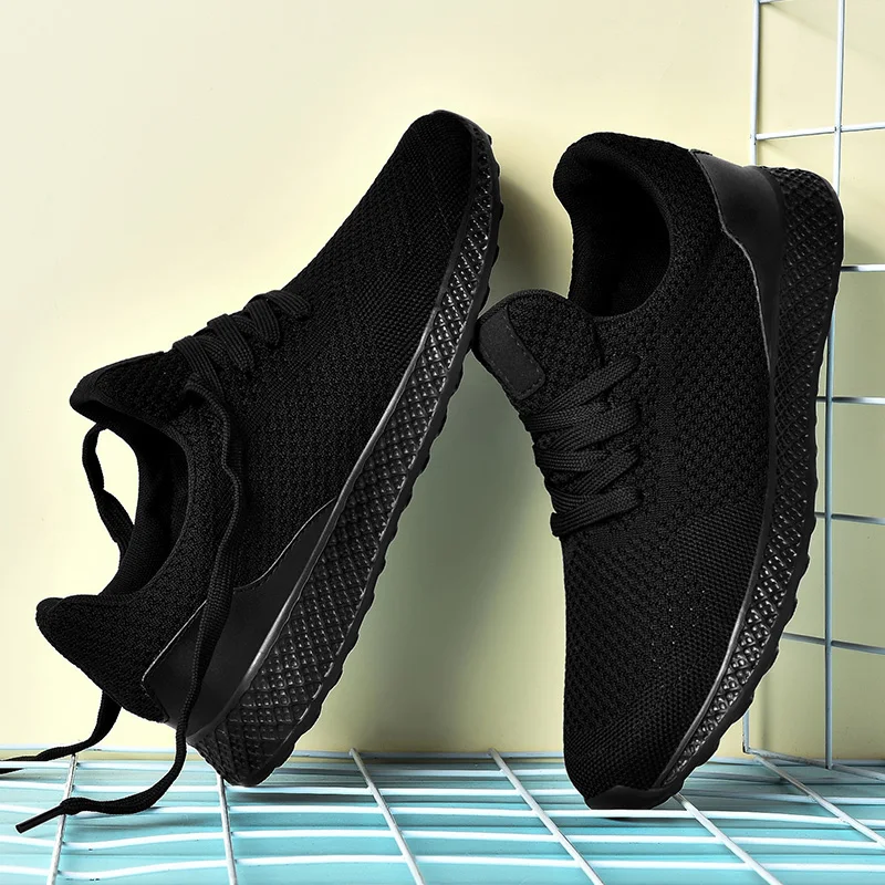 Homens Casuais Sapatos de Tênis 2021 Nova Malha Respirável Homens Negros Sapatos de Mola de Alta Qualidade Tenis Sapatos de Tamanho Grande Rulangs