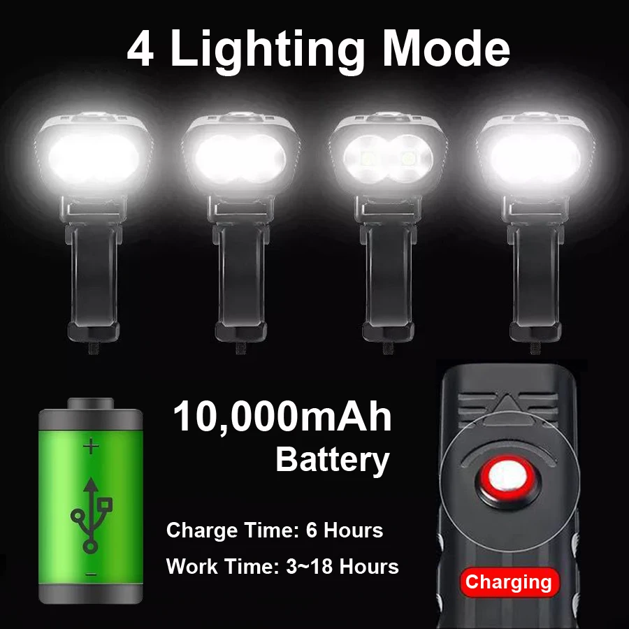 10000mAh Moto Luz Recarregável USB de 3000 Lúmens Moto Farol 5T6 LED Lanterna Super Brilhante faróis Dianteiros e luz Traseira de Volta