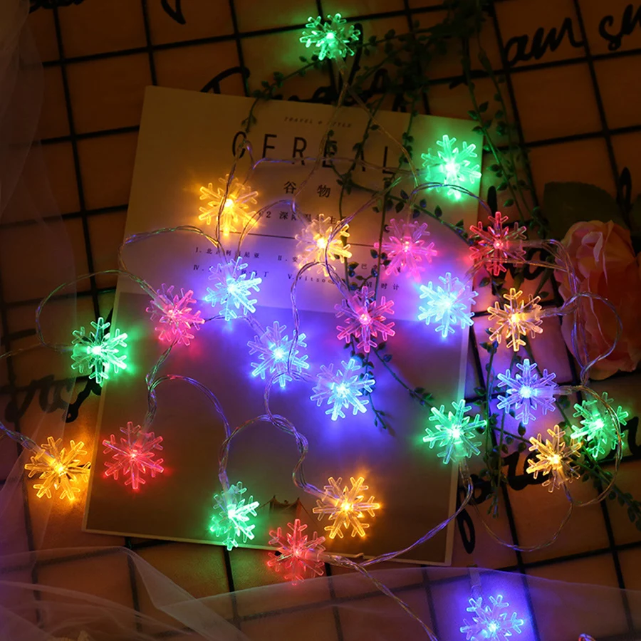 Beiaidi Natal floco de Neve LED Luzes de corda 220V 10/20/50/100M Interior e Exterior de Suspensão de Decoração para o Quarto Casa de Festa de Árvore de Natal