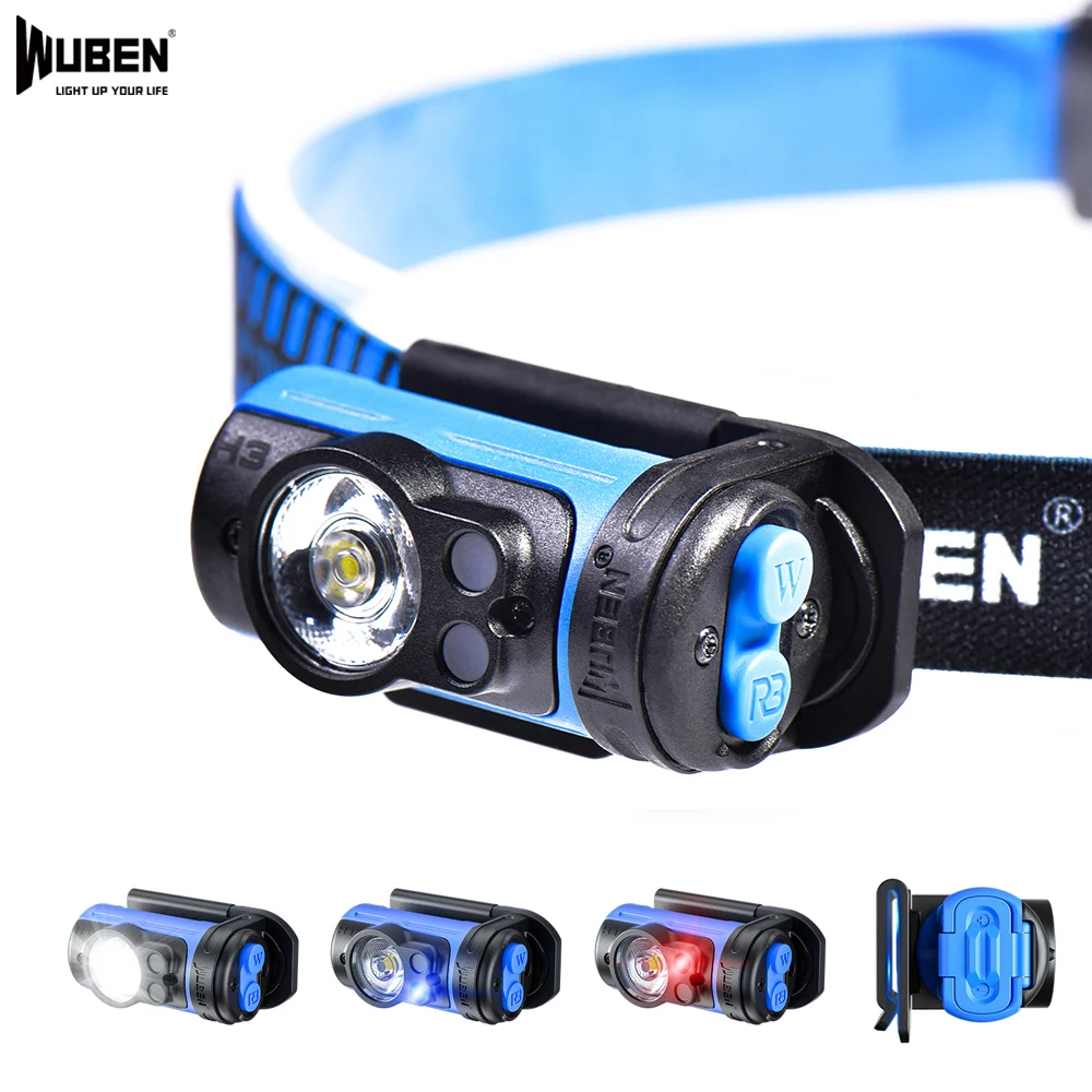 WUBEN H3 Farol de LED 7 Modos de Trabalho de 120 lumens Mini lanterna de cabeça impermeável Leve Luz para caminhadas ao ar livre