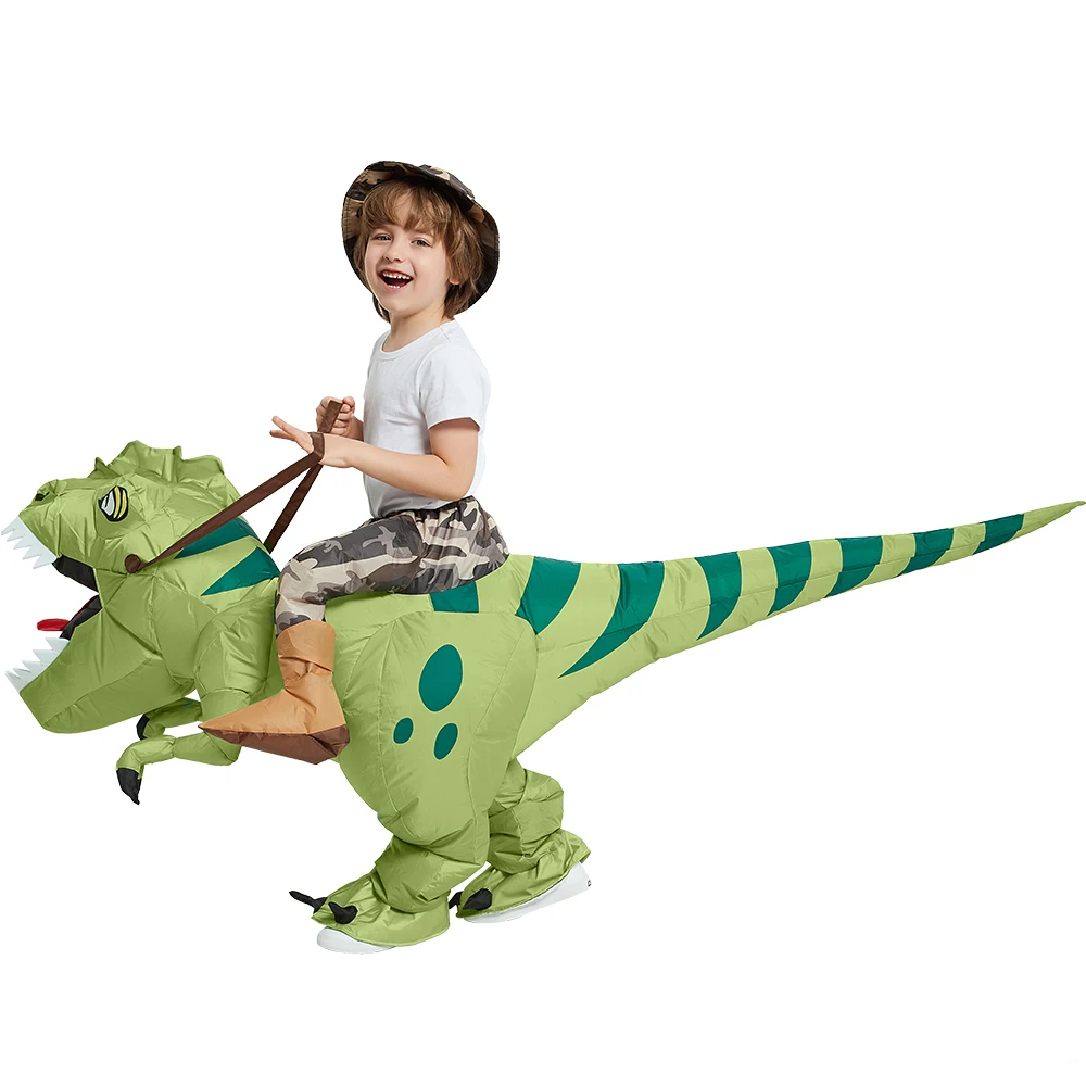 Inflável Dinossauro Traje de Equitação T Rex Sopro de Ar até Engraçado o Partido do Vestido Extravagante Fantasia de Halloween para Crianças para Adultos