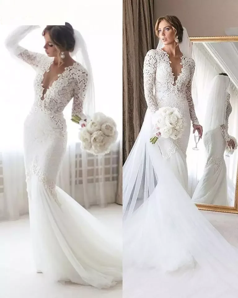 Mangas Compridas Muçulmano Árabe Vestidos De Noiva 2021 Boho Elegante Verão Plus Size Laço De Tule Vestidos De Noiva Simples Vestidos De Noiva