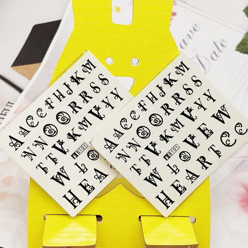 2pc Adesivos para Unhas Letra em inglês de Design de Unhas de Arte, Decorações de Manicure Decoração Feminina Decalque de Unhas Autocolantes Accessoires