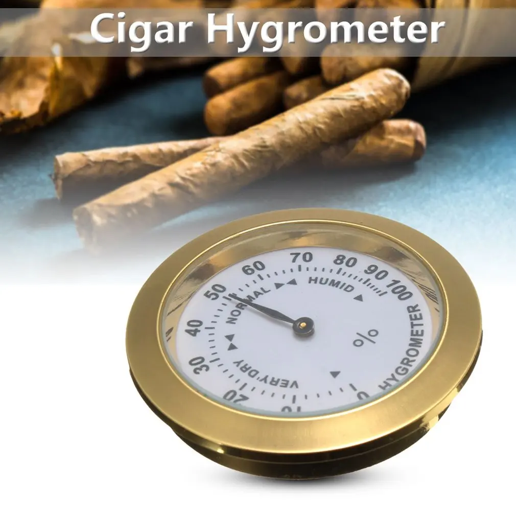 Bronze Higrômetro Analógico De Charutos De Tabaco Medidor De Umidade & De Lentes De Vidro, Para Umidificadores De Fumar Umidade Sensível Medidor