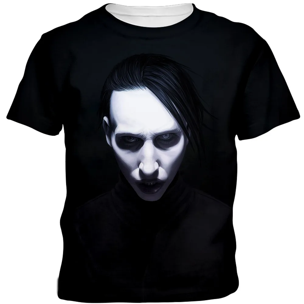 O verão dos Homens T-shirt de Impressão 3D do Marilyn Manson (Marilyn Manson) Legal Estilo Casual Street Roupas para Crianças Topo