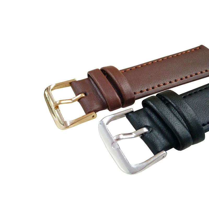 Novas Mulheres Homens Genuíno Faixa de Relógio de Couro Marrom Simples Preto 8-24mm pulseiras de Relógio +Aço Inoxidável Fivela Watchbands Pulseira