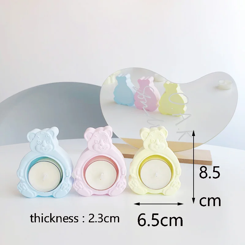 O coreano Urso de Barro Bandeja de Molde Urso Bonito Design Xícara (chá) de Cera de Vela Titular do Molde Adequado para a tomada de gesso Epóxi de Cimento
