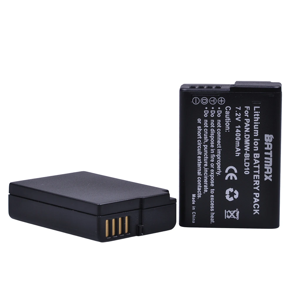 Batmax 2pc 1400mAh DMW-BLD10 de Bateria para Panasonic DMW BLD10E BLD10 BLD10PP ,DMC GF2GK GF2 G3 GX1 DMC-GF2 Câmeras