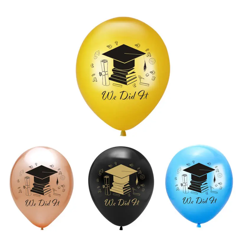 Graduação Balões 12inch de Látex Balão de Graduação Cap Impressão de Confetes Balão Colagem de Alta Escola, Festa de Formatura, Decoração
