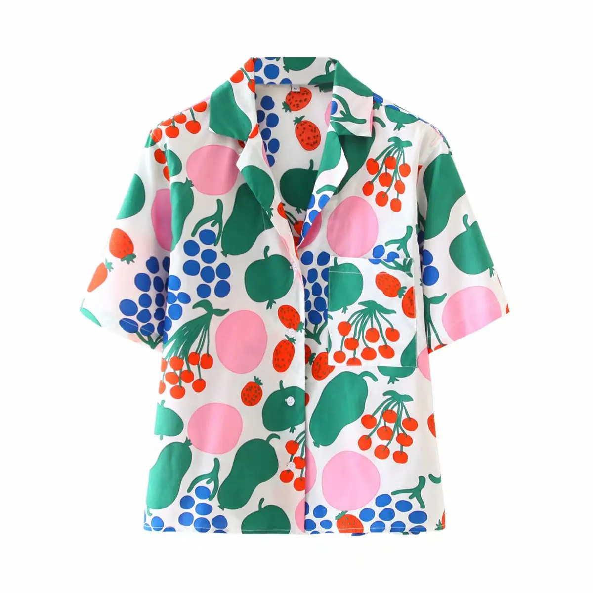Camisas de Mulheres Retrô com estampa Floral e Streetwear de Manga Curta, Blusas Entalhado Botão Backup de Todos-jogo Férias em Hong Kong Estilo de Moda de Topo